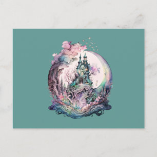 Mystical Castle in Crystal Ball Halloween Holiday Postcard