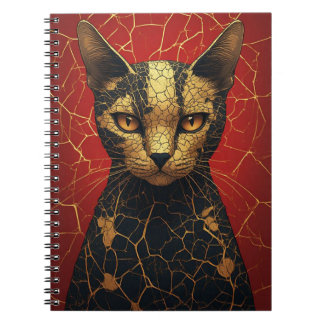 Mystical Cat Face With Golden Fracture Lines 🌙 Notebook