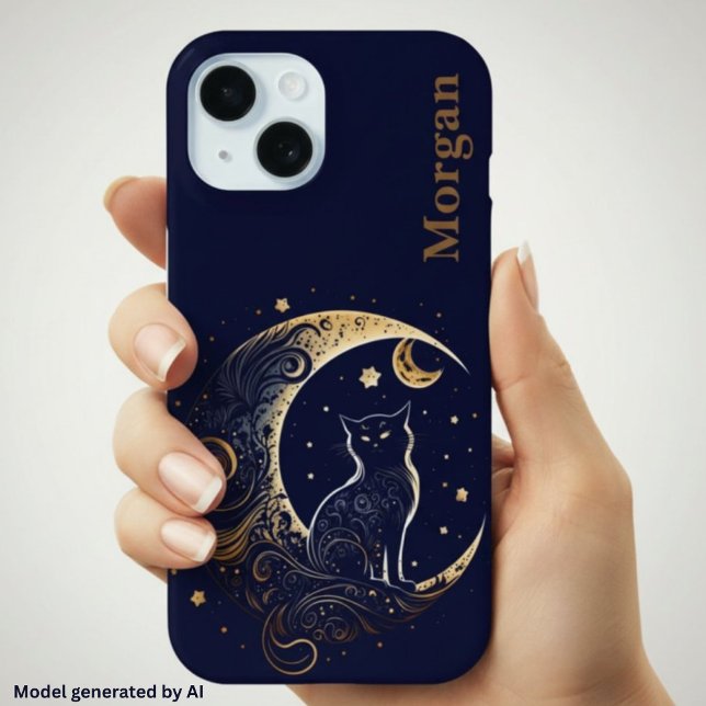 Mystical Cat Moon - Personalised Celestial Gift Case-Mate iPhone Case (Creator Uploaded)