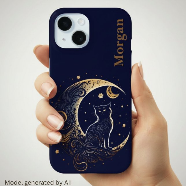 Mystical Cat Moon - Personalised Celestial Gift Case-Mate iPhone Case (Creator Uploaded)