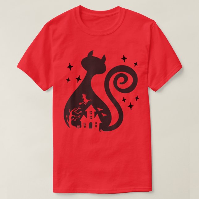 Mystical Cat  Occult Celestial Haunted Spooky Scar T-Shirt (Design Front)