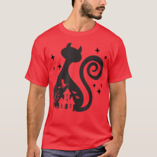 Mystical Cat  Occult Celestial Haunted Spooky Scar T-Shirt