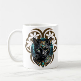 Mystical cat of Egypt, black as night, Coffee Mug
