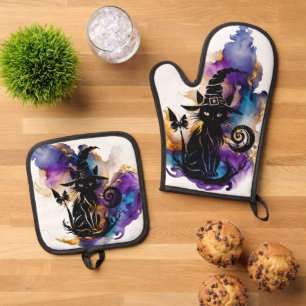 Mystical Cat Oven Mitt & Pot Holder Set