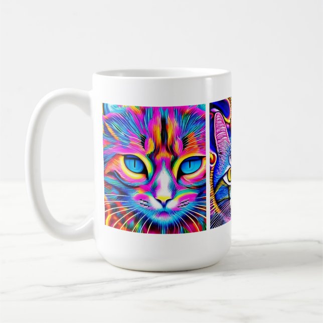 Mystical Cat | Psychedelic Art  Coffee Mug (Left)