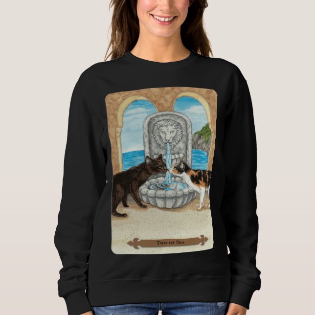 Mystical Cats Two of Sea Tarot Card Blackcraft Hal Sweatshirt (Front)