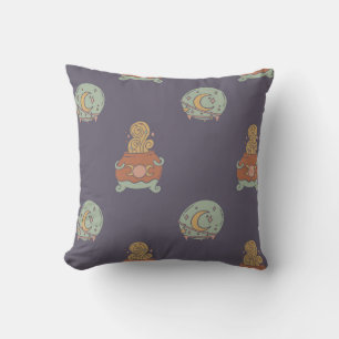 Mystical Cauldron and Crystal Ball Pattern Cushion