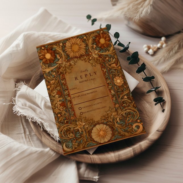 Mystical Celestial Baroque Wedding RSVP Card (Creator Uploaded)