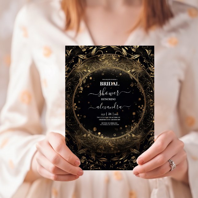 Mystical Celestial Black and Gold Bridal Invitation (Creator Uploaded)