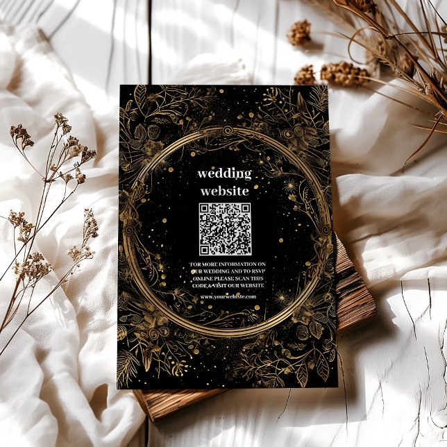 Mystical Celestial Black and Gold Wedding Enclosure Card (Creator Uploaded)