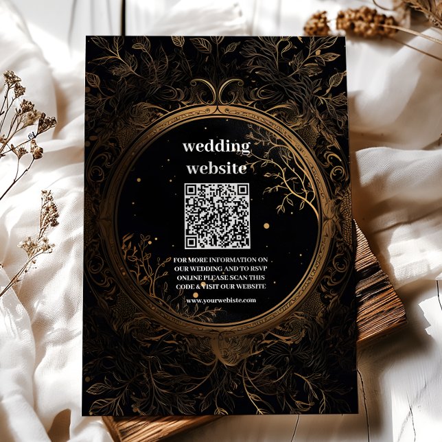 Mystical Celestial Black and Gold Wedding Enclosure Card (Creator Uploaded)