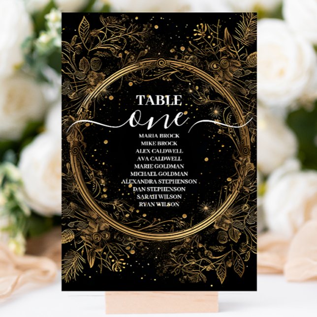 Mystical Celestial Black and Gold Wedding Table Number (Creator Uploaded)