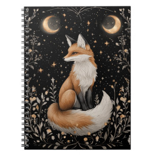 Mystical Celestial Fox and Flowers Notebook