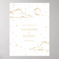 Mystical Celestial Gold Moon Clouds Wedding