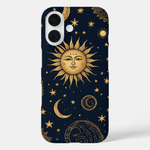 Mystical Celestial Moon and Sun Design iPhone 16 Case