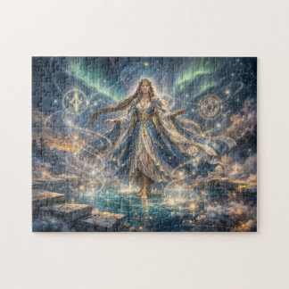 Mystical Celestial Sorceress Golden Fantasy Jigsaw Puzzle