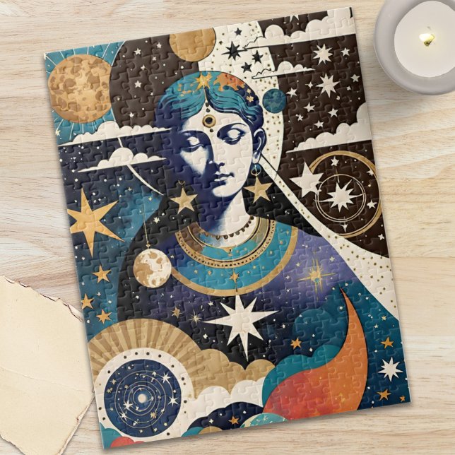 Mystical Celestial Star Goddess Night Sky Jigsaw Puzzle (Mystical Celestial Star Goddess Night Sky Jigsaw Puzzle)