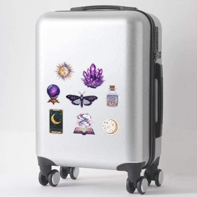 Mystical Celestial Sticker Sheet | Tarot, Moons, C (Suitcase)