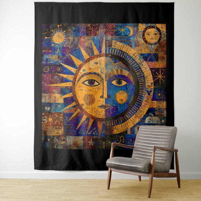 Mystical Celestial Sun Moon Alchemy Tapestry (In Situ)