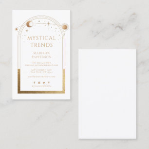 Mystical Celestial White Gold Sun Moon Astronomy Business Card