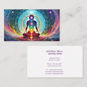 mystical chakra design in vibrant colours business card