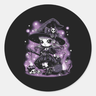 Mystical Charms Halloween Witch Graphic Classic Round Sticker