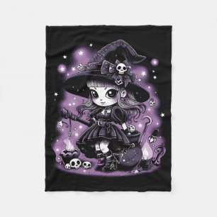 Mystical Charms Halloween Witch Graphic  Fleece Blanket
