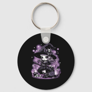 Mystical Charms Halloween Witch Graphic  Key Ring