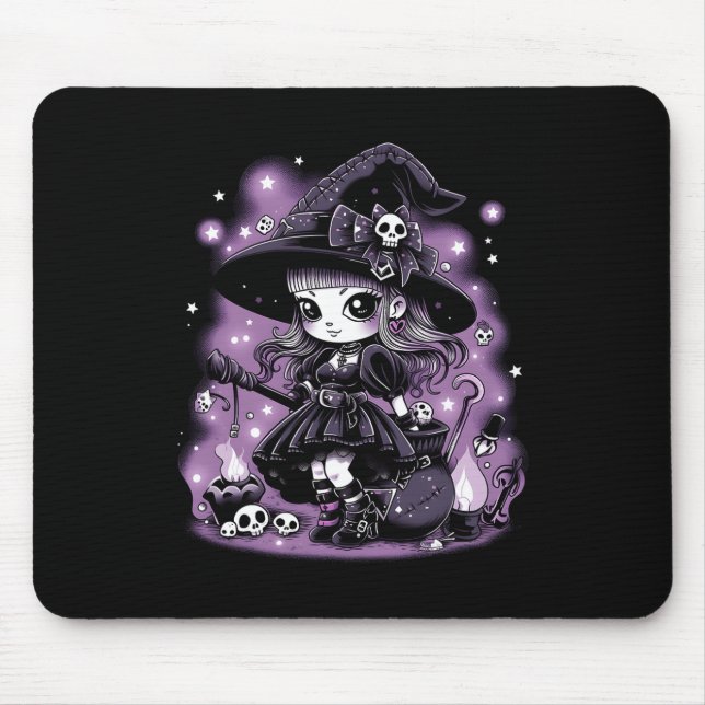 Mystical Charms Halloween Witch Graphic  Mouse Pad (Front)