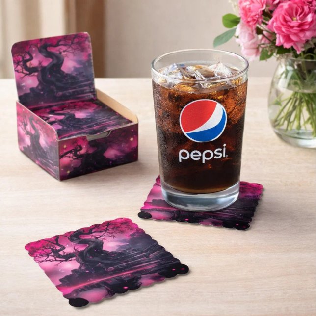 Mystical Cherry Blossom Path – Enchanted Stairway  Paper Coaster (Creator Uploaded)