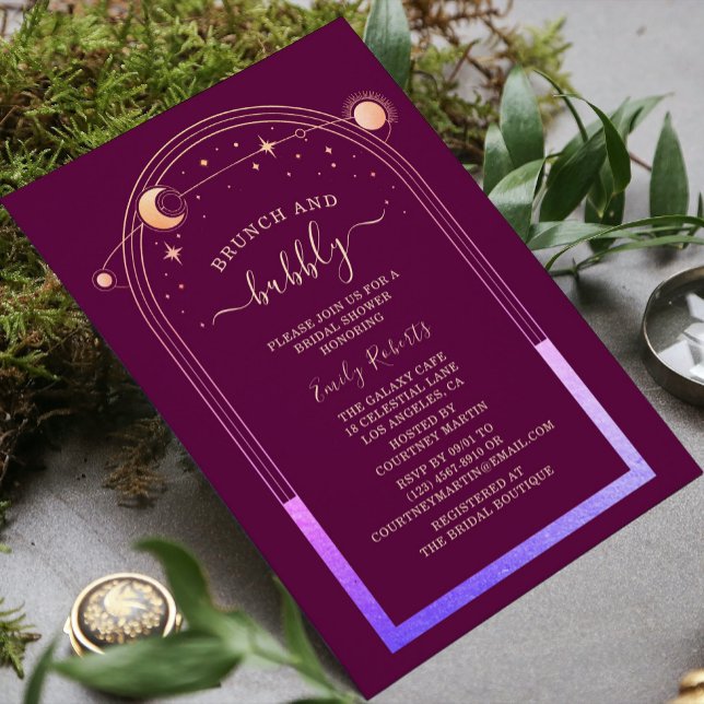 Mystical Chic Fuchsia Gold Bridal Shower Invitation (Creator Uploaded)