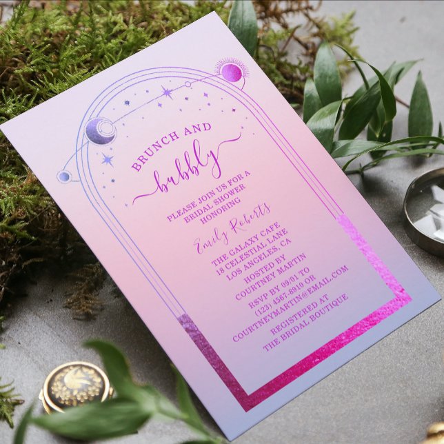 Mystical Chic Sunset Pink Bridal Shower Invitation (Creator Uploaded)