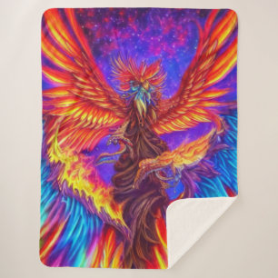 Mystical Colourful Phoenix Sherpa Blanket