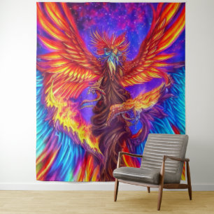 Mystical Colourful Phoenix Tapestry