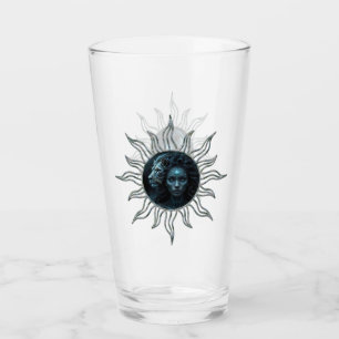 Mystical connection, mystical woman and the lion. glass