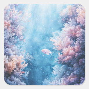 Mystical Coral Sanctuary Beneath the Sea Square Sticker