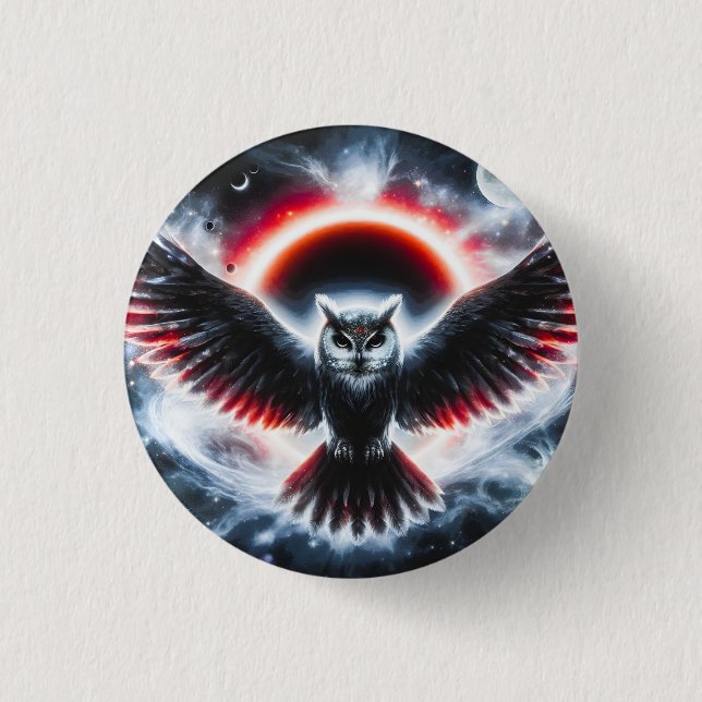 Mystical Cosmic Celestial Owl 3 Cm Round Badge (Front)