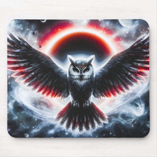 Mystical Cosmic Celestial Owl Mouse Pad (Front)