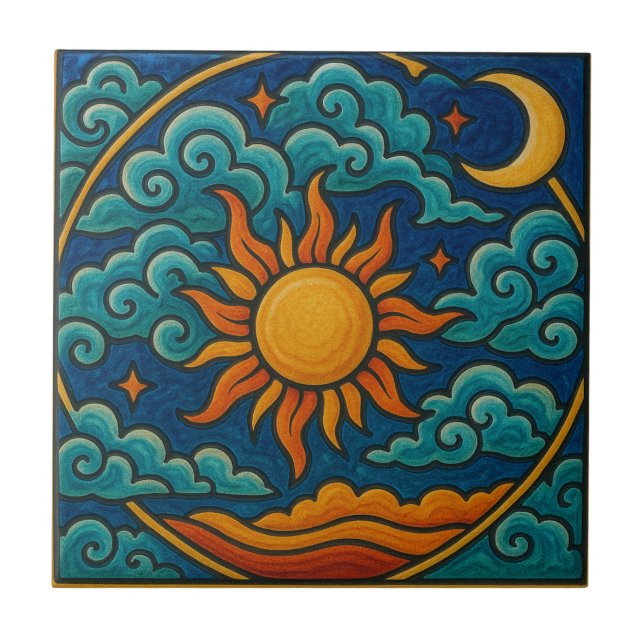 Mystical Cosmic Harmony Ceramic Tile (Front)
