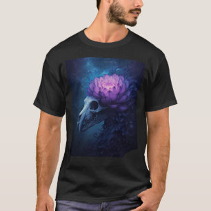 Mystical Cosmic Lotus Skull Fantasy Art T-Shirt