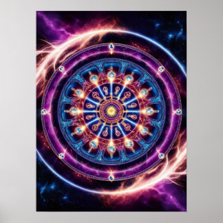 Mystical Cosmic Zodiac Mandala – Vibrant Wall Poster