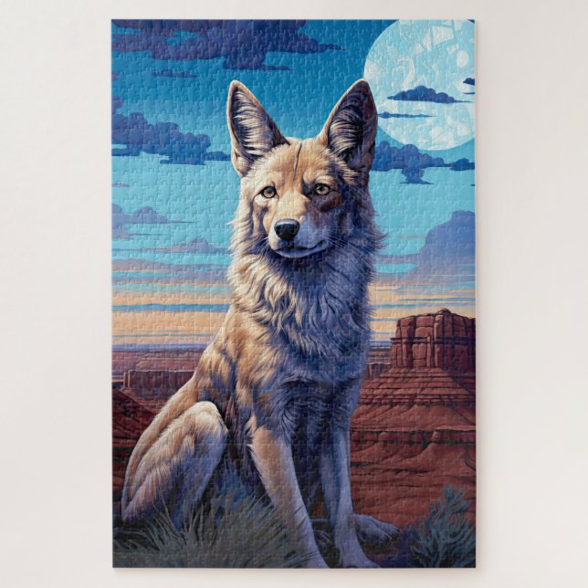 Mystical Coyote Southwestern Themed Jigsaw Puzzle (Vertical)