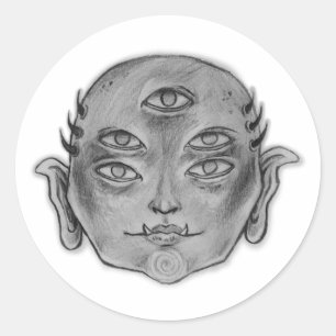 Mystical Creature Hannya Classic Round Sticker
