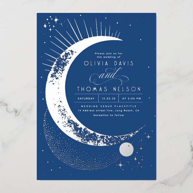 Mystical Crescent Moon Starry Night Boho Wedding (Front)