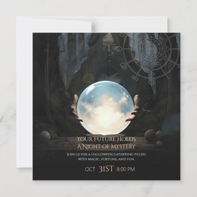 Mystical Crystal Ball Fortune Teller Halloween Magnetic Invitation (Front)