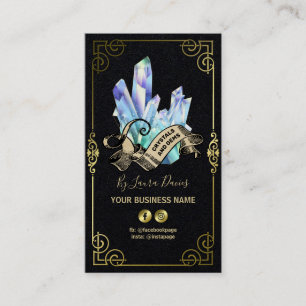Mystical Crystal Black And Gold Business Card