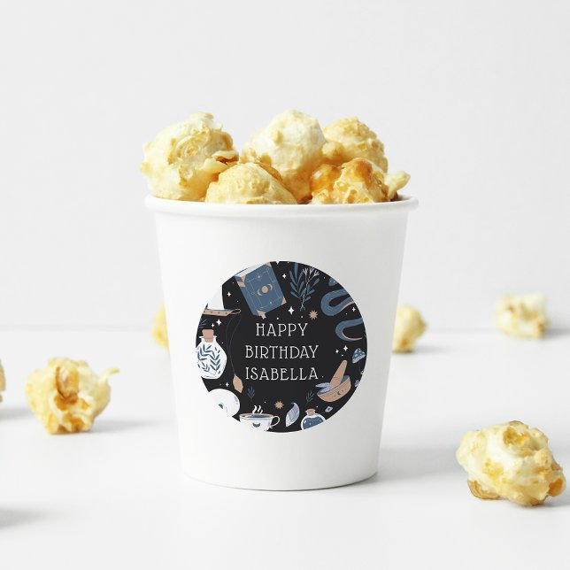 Mystical Crystal Fortune Teller Birthday Party Classic Round Sticker (Creator Uploaded)