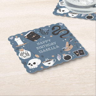 Mystical Crystal Fortune Teller Birthday Party Paper Coaster