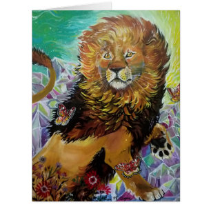 Mystical Crystal Lion Painting "New Worlds"  