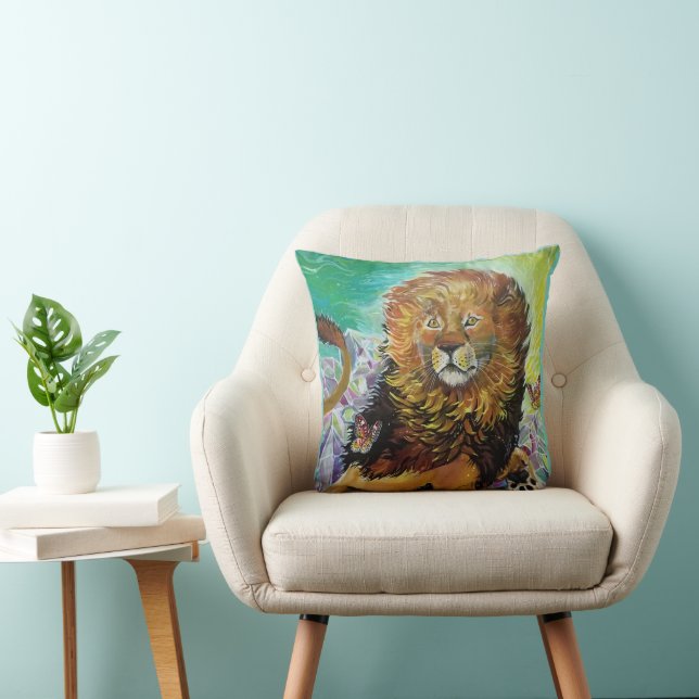 Mystical Crystal Lion Painting "New Worlds"  Cushion (Chair)
